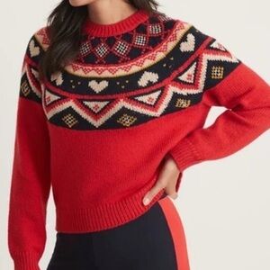 Marine Layer Cable Knit Pullover Winter Sweater with Hearts